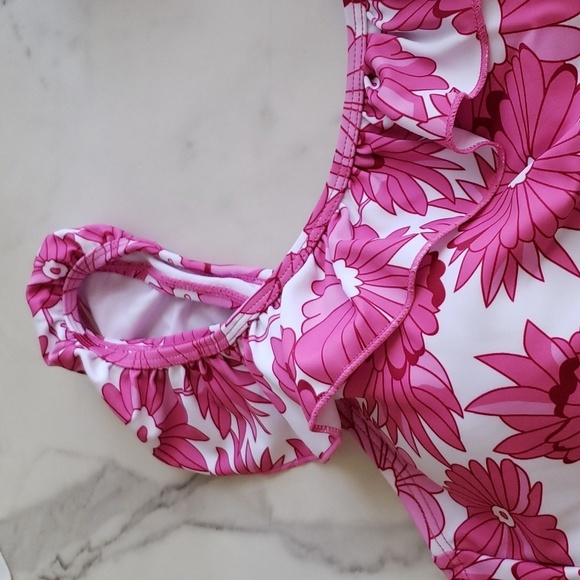 FERBIA Falbala High Waisted Ruffle Accented Bikini in Rose Red Size L - Picture 8 of 15